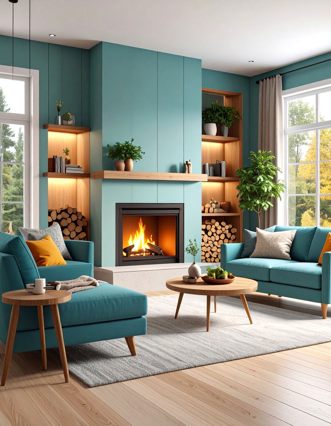 Log Burner with Integrated Wall Storage and Display - 25 Log Burner Ideas