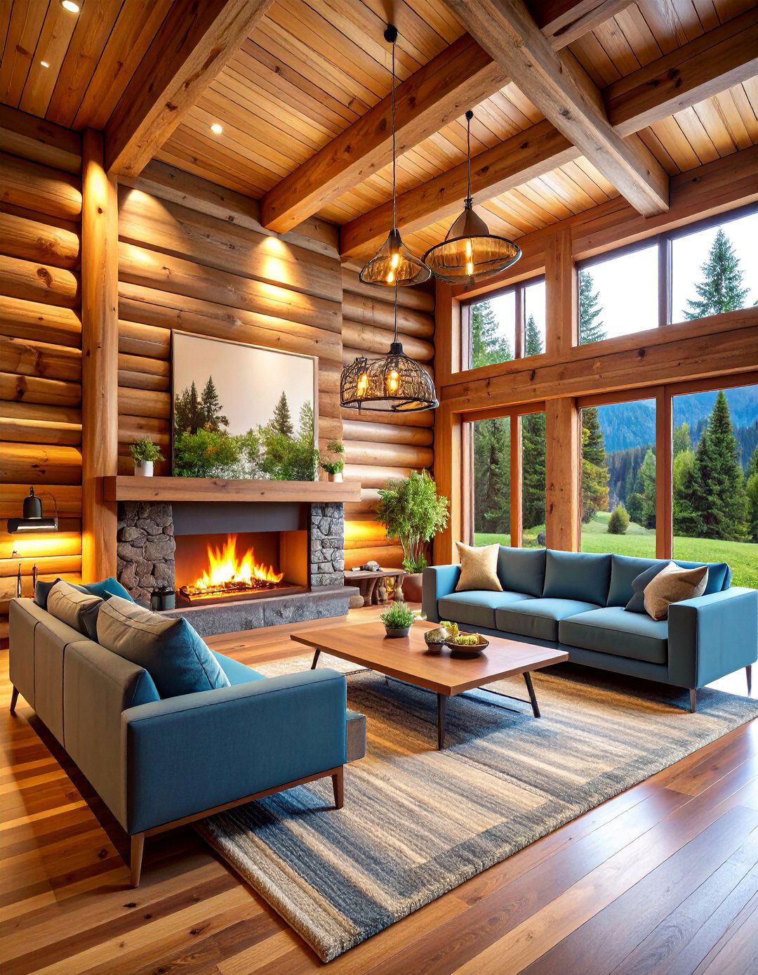 Log Cabin Contemporary Living Room - 25 Western Living Room Ideas