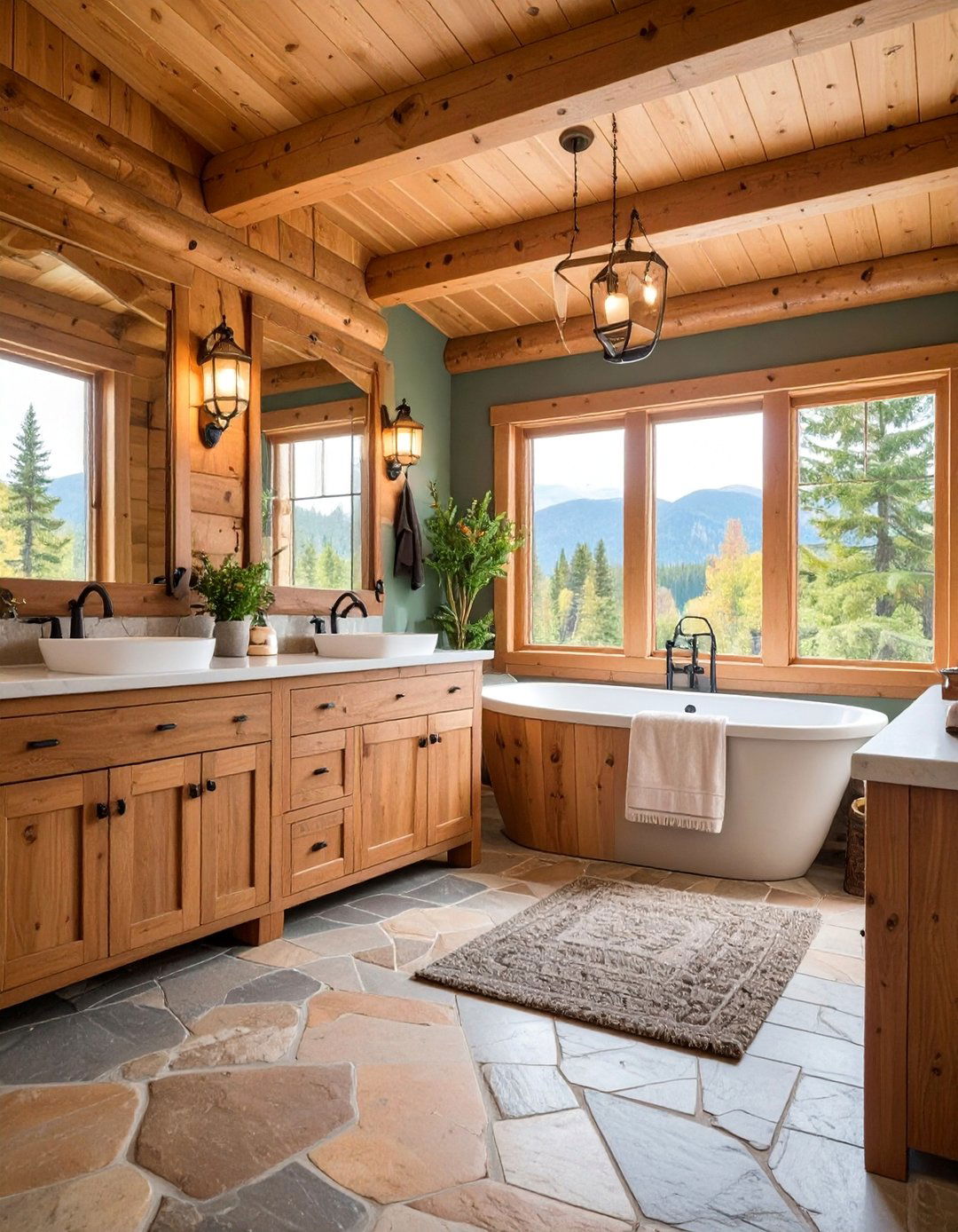 Log Cabin Inspired Bathroom - 25 Western Bathroom Ideas