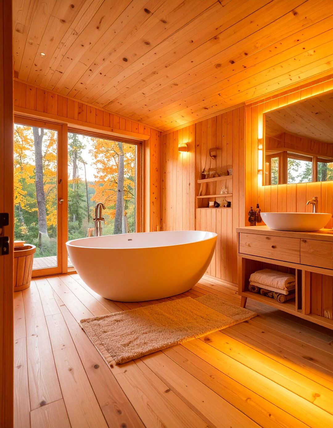 Log Cabin Sauna Integration Bathroom - 25 Log Cabin Bathroom Ideas
