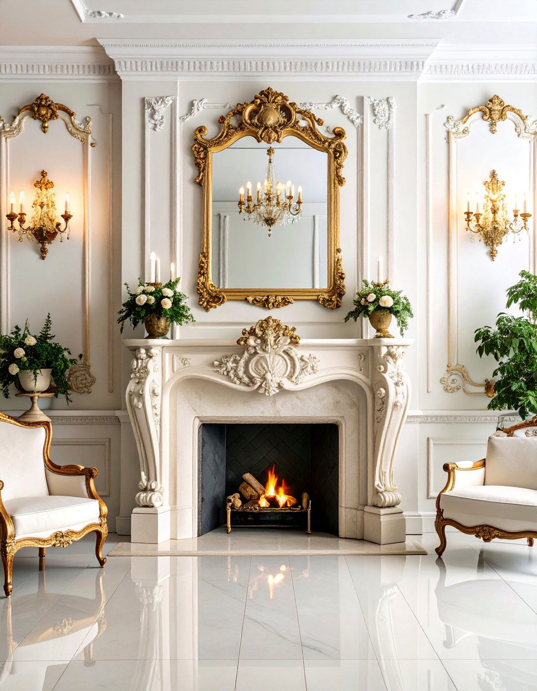 Louis XV Carved Limestone Fireplace with Baroque Decorative Elements - 25 French Country Fireplace Ideas