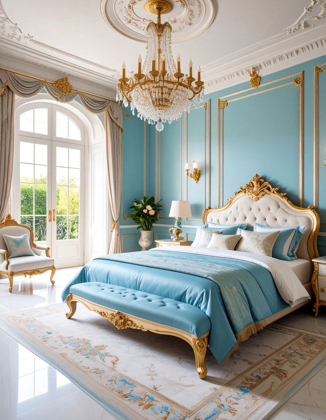 Louis XVI Bedroom with Gilded Accents - 25 Parisian Themed Bedroom Ideas