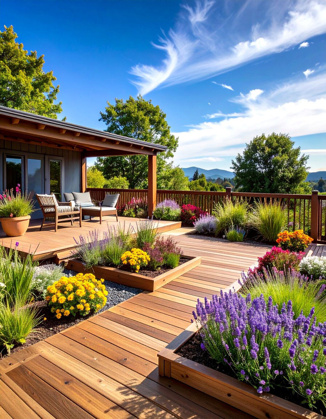 Low Maintenance Deck with Self Sustaining Plant Systems - 25 Deck Decorating Ideas With Plant