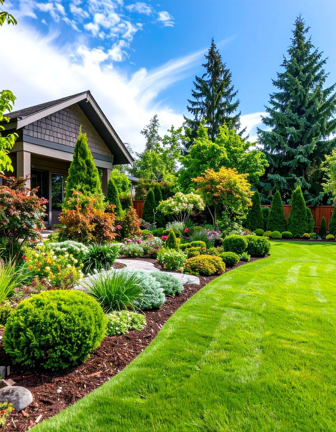 Low Maintenance Evergreen Garden - 25 Small Front Yard Landscaping Ideas