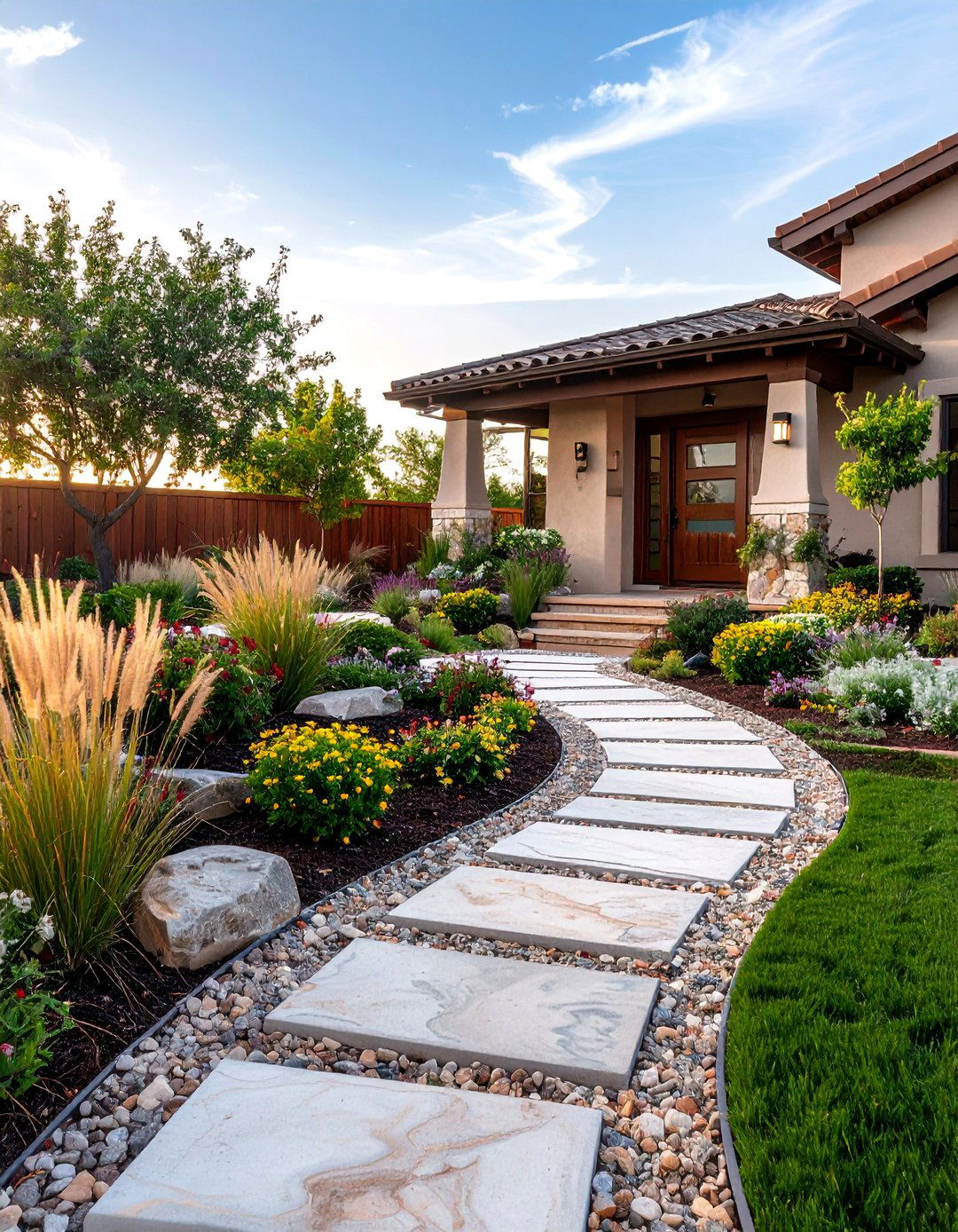 Low Maintenance Grass Alternative Landscape - 25 Front Yard Texas Flower Bed Ideas