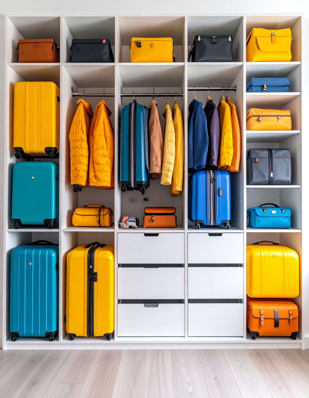 Luggage and Travel Hall Closet System - 25 Hall Closet Organization Ideas