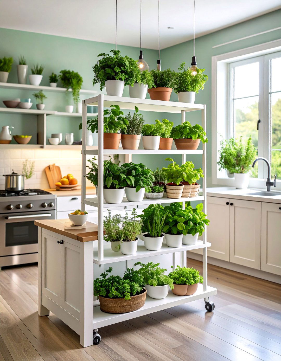 Lush Indoor Herb Garden Kitchen Island Centerpiece - 25 Kitchen Island Centerpiece Ideas
