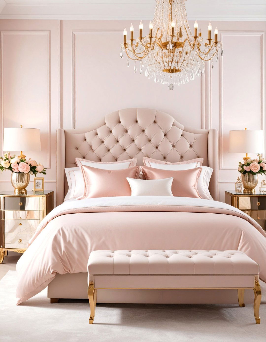 Luxe Cream Bedroom with Metallic Accents - 25 Neutral Bedroom Ideas