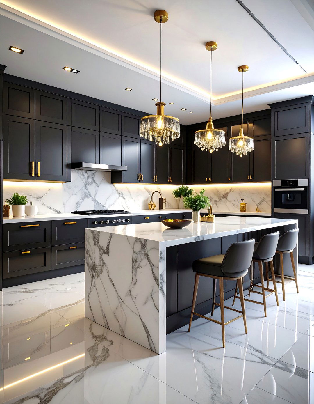 Luxurious Black Kitchen with High Gloss Lacquer Finish - 25 Kitchens With Black Cabinets