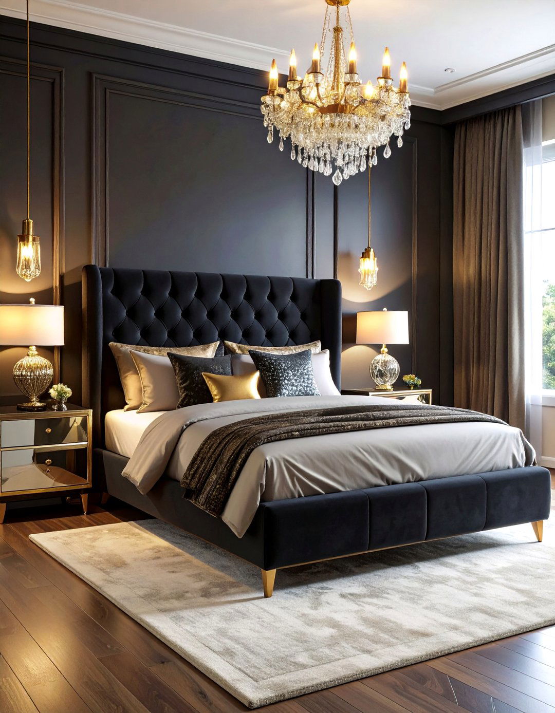 Luxurious Black Velvet Headboard Bedroom - 25 Black Headboard Bedroom Ideas