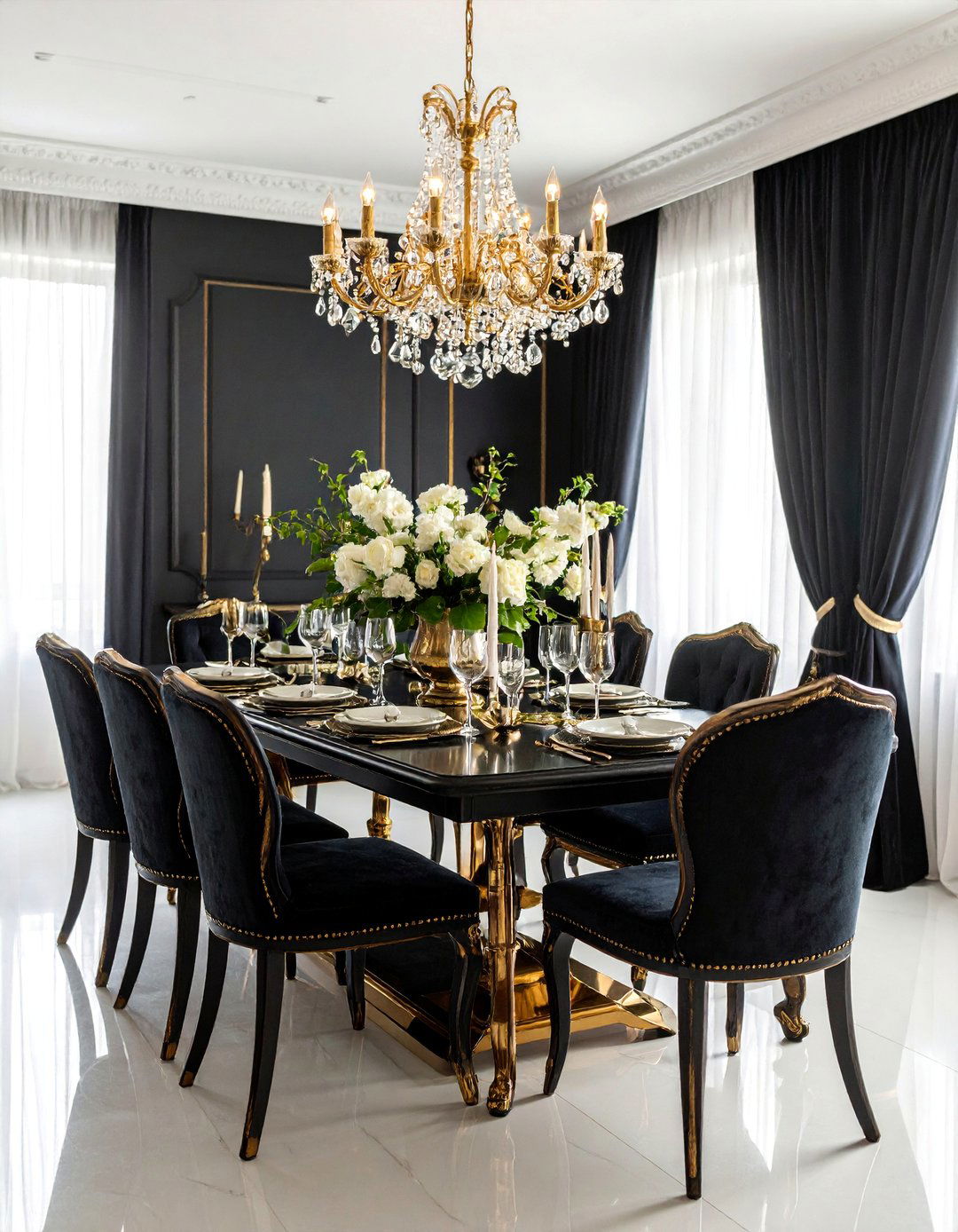 Luxurious Black Velvet Upholstered Feature Wall - 25 Black Accent Wall Dining Room Ideas