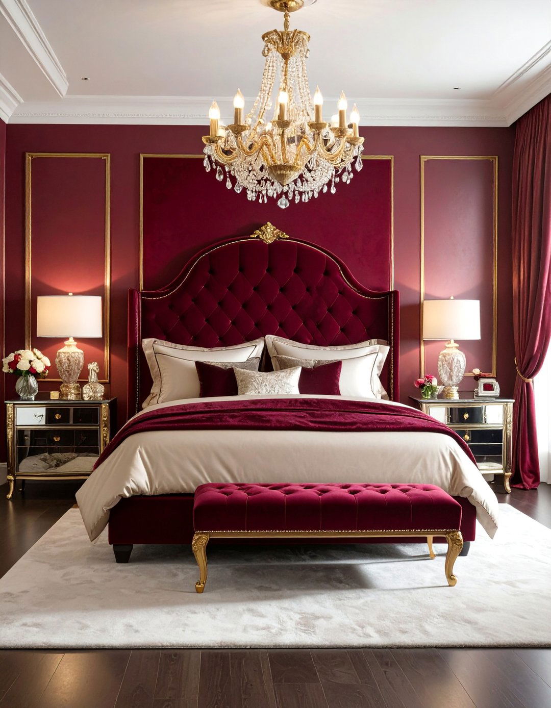 Luxurious Burgundy Velvet Suite - 25 Burgundy Bedroom Ideas