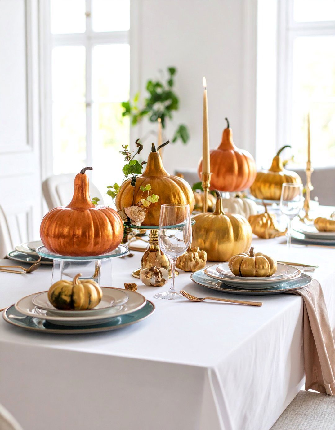 Luxurious Gilt Gourd Collection - 25 Thanksgiving Centerpiece Ideas