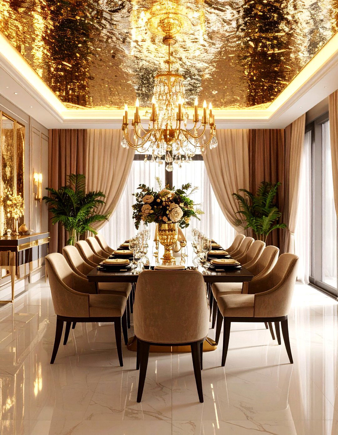 Luxurious Gold Leaf Ceiling - 25 Accent Ceiling Ideas
