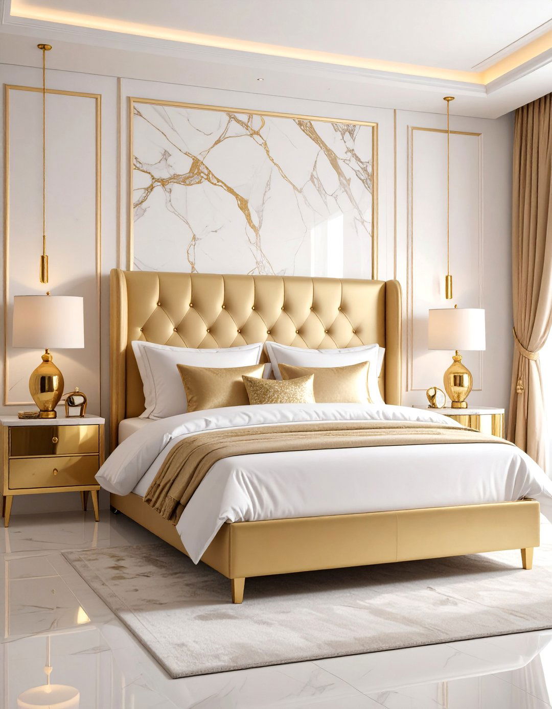 Luxurious Gold and Marble Bedroom - 25 Gold Bedroom Ideas