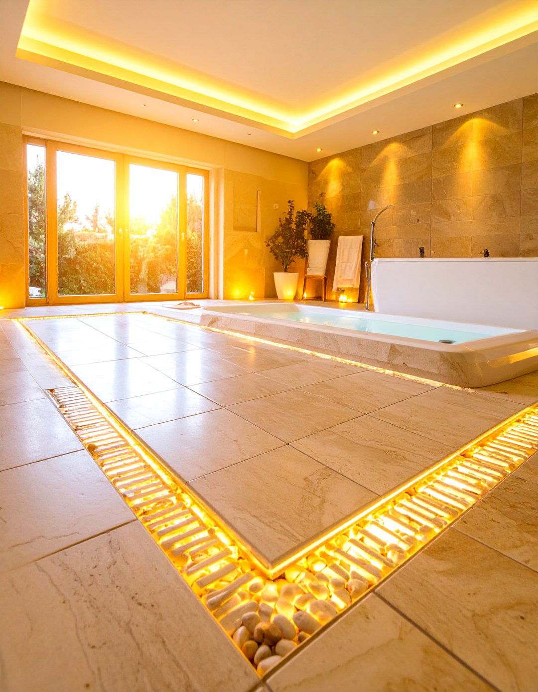 Luxurious Heated Floor System with Natural Stone - 25 Elegant Bathroom Decor Ideas