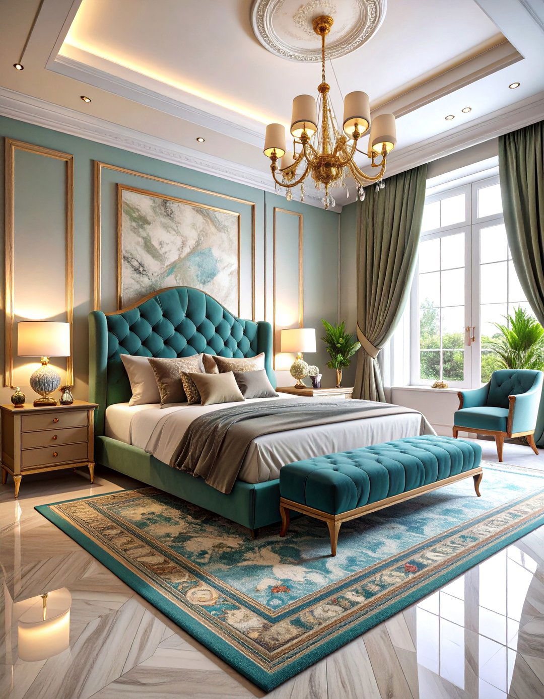 Luxurious Loft Bedroom with Velvet and Brass Details - 25 Loft Bedroom Ideas