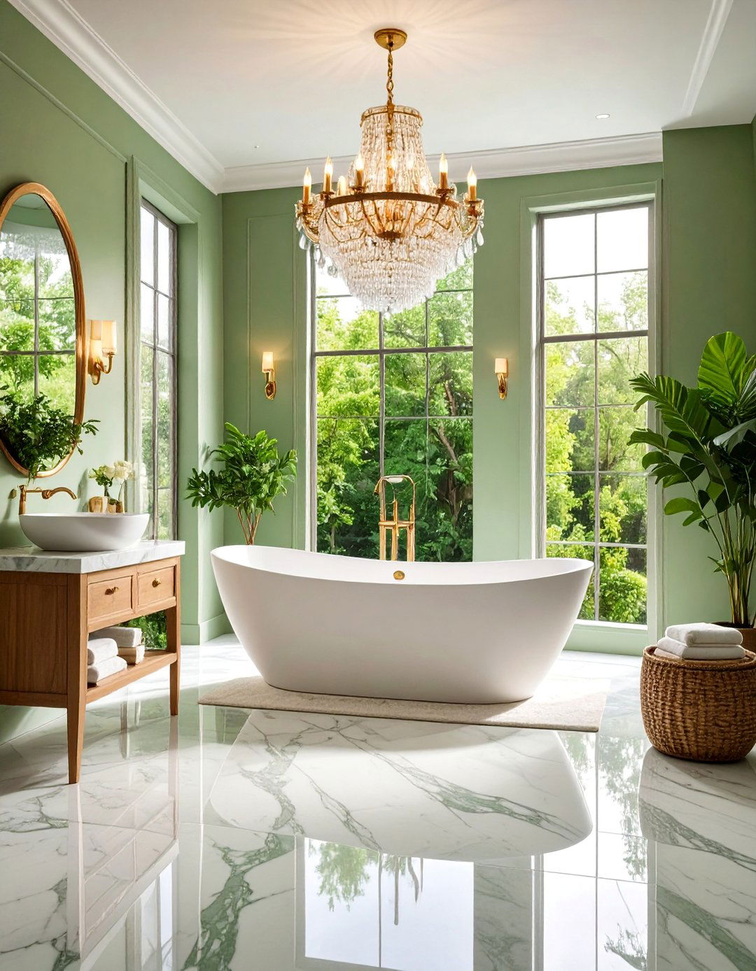 Luxurious Sage Green Bathroom with Heated Floors - 25 Sage Green Bathroom Ideas