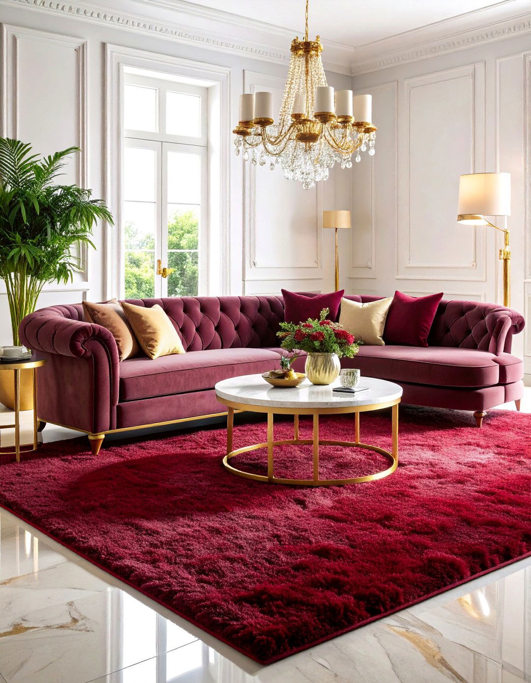 Luxurious Shag Living Room with Deep Pile Texture - 25 Living Room Rug Ideas