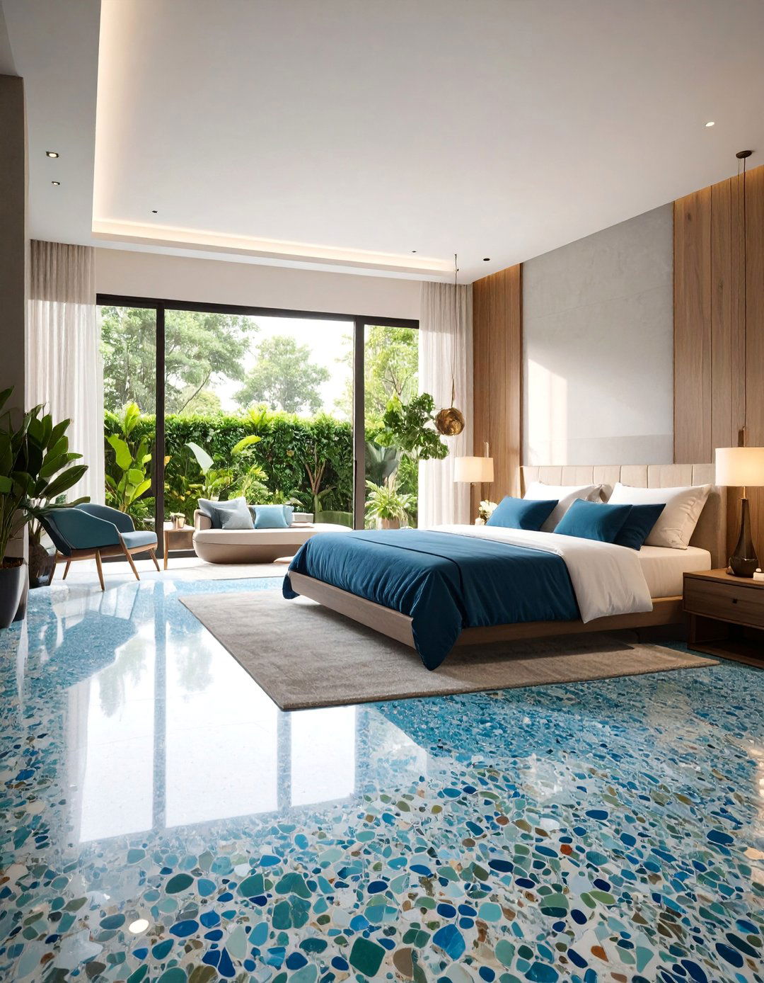 Luxurious Spa with Heated Terrazzo - 25 Concrete Floor Bedroom Ideas