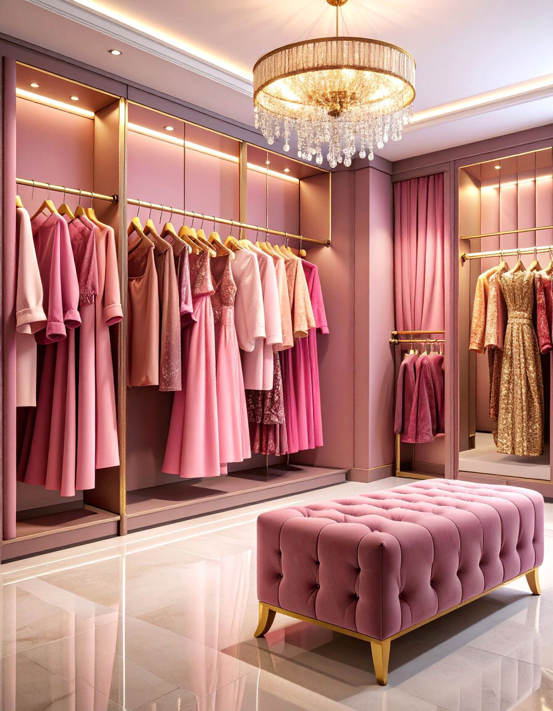 Luxurious Velvet Lined Dressing Room - 25 Small Dressing Room Ideas
