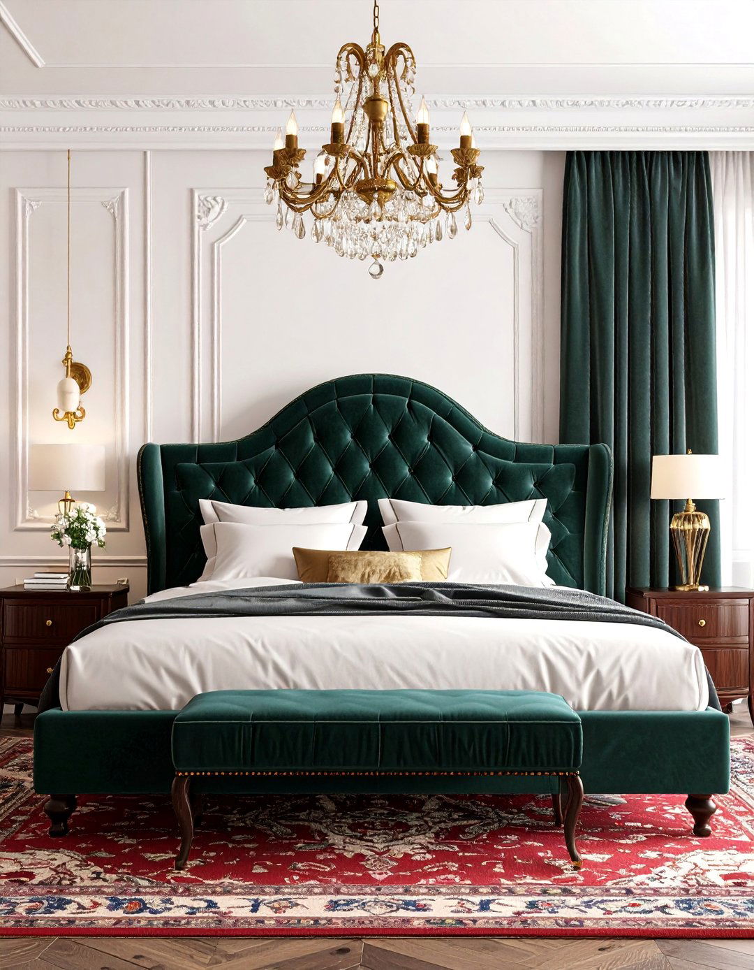 Luxurious Velvet Primary Bedroom with Rich Jewel Tones - 25 Primary Bedroom Ideas