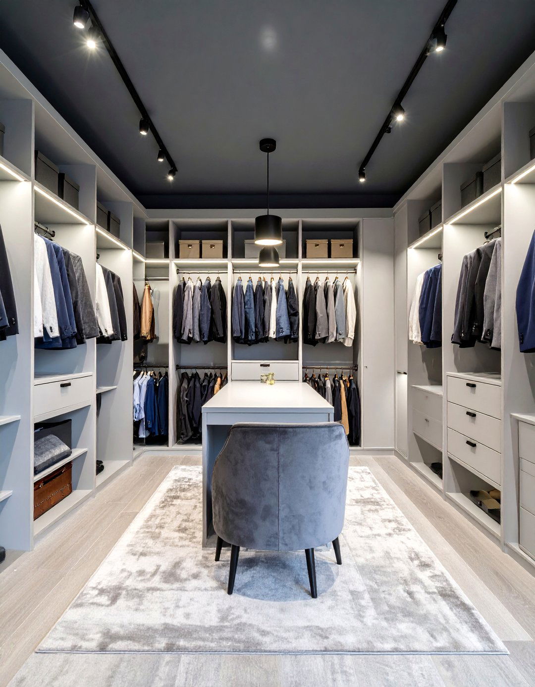 Luxurious Walk In Closet Design - 25 Black Ceiling With Grey Walls