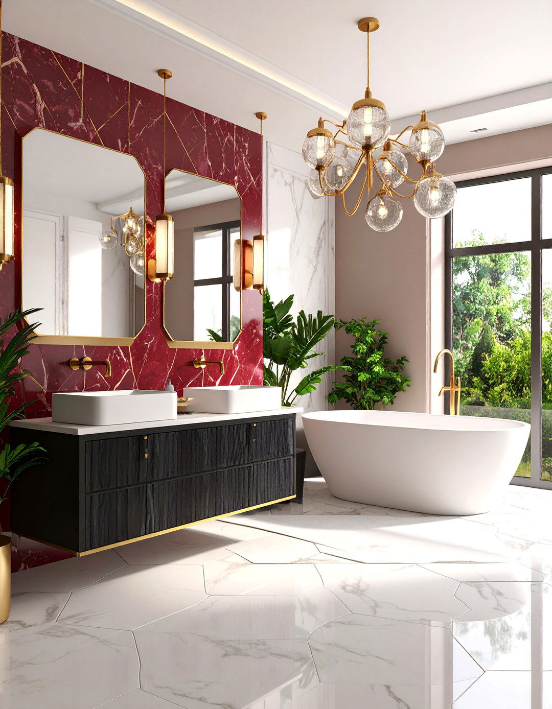 Luxury Art Deco Restaurant Bathroom with Geometric Marble - 25 Restaurant Bathroom Ideas