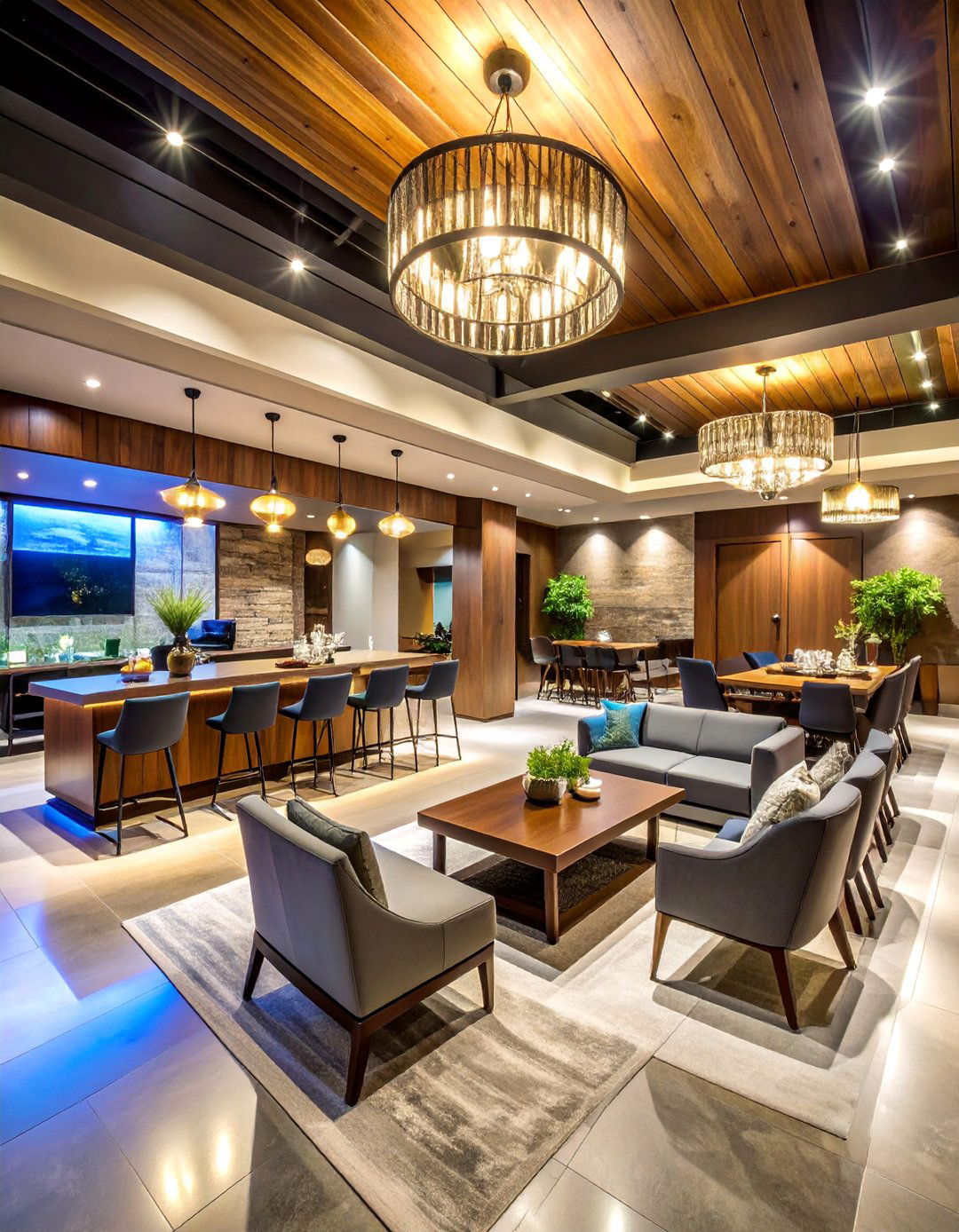 Luxury Basement Lounge with Contemporary Design - 25 Basement Game Room Ideas