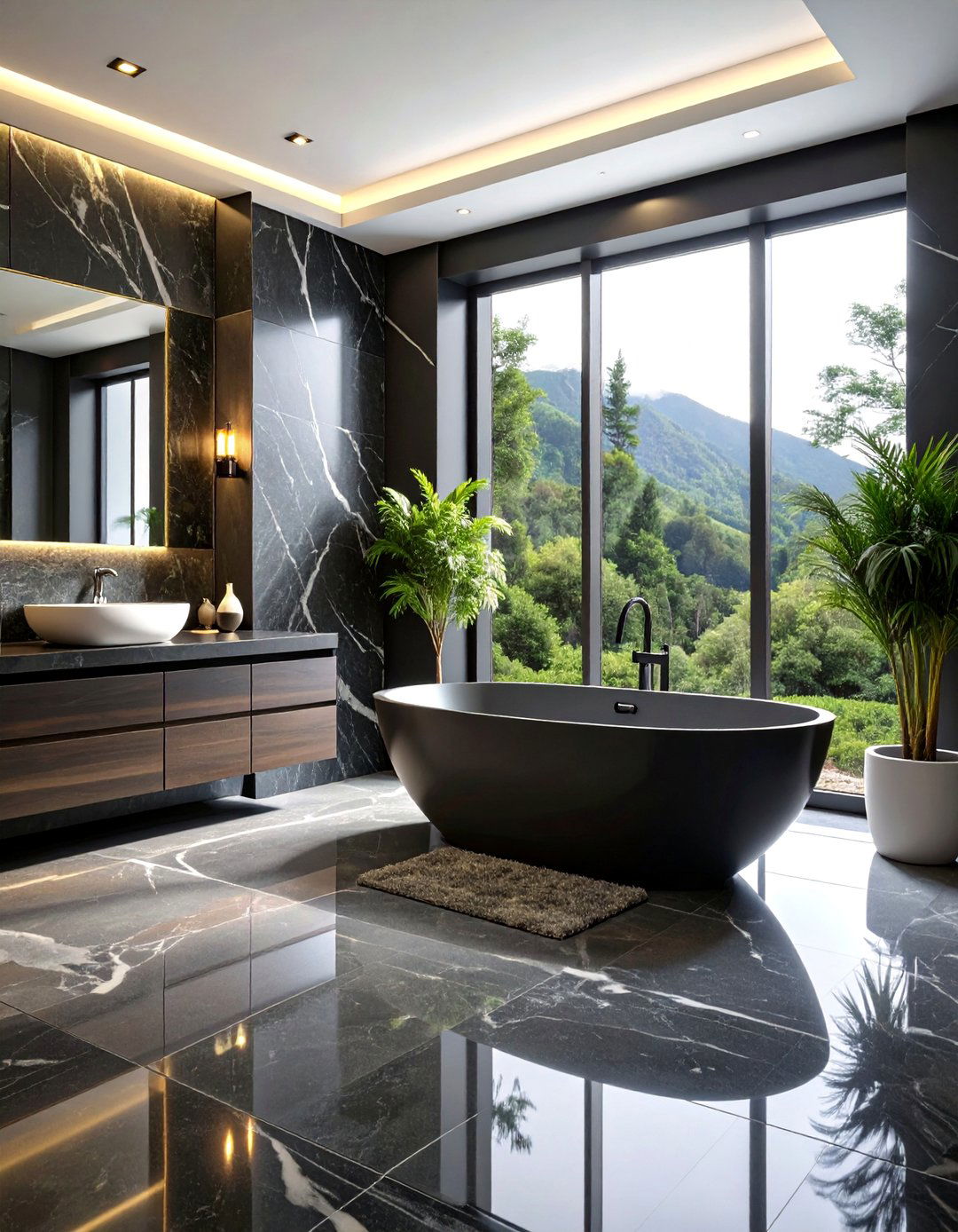 Luxury Black and Grey Spa Bathroom - 25 Black and Grey Bathroom Ideas