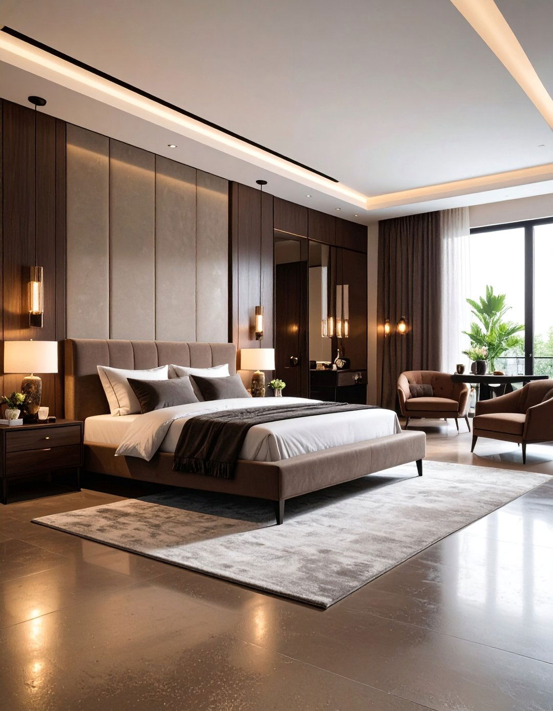 Luxury Contemporary with Metallic Epoxy Finish - 25 Concrete Floor Bedroom Ideas