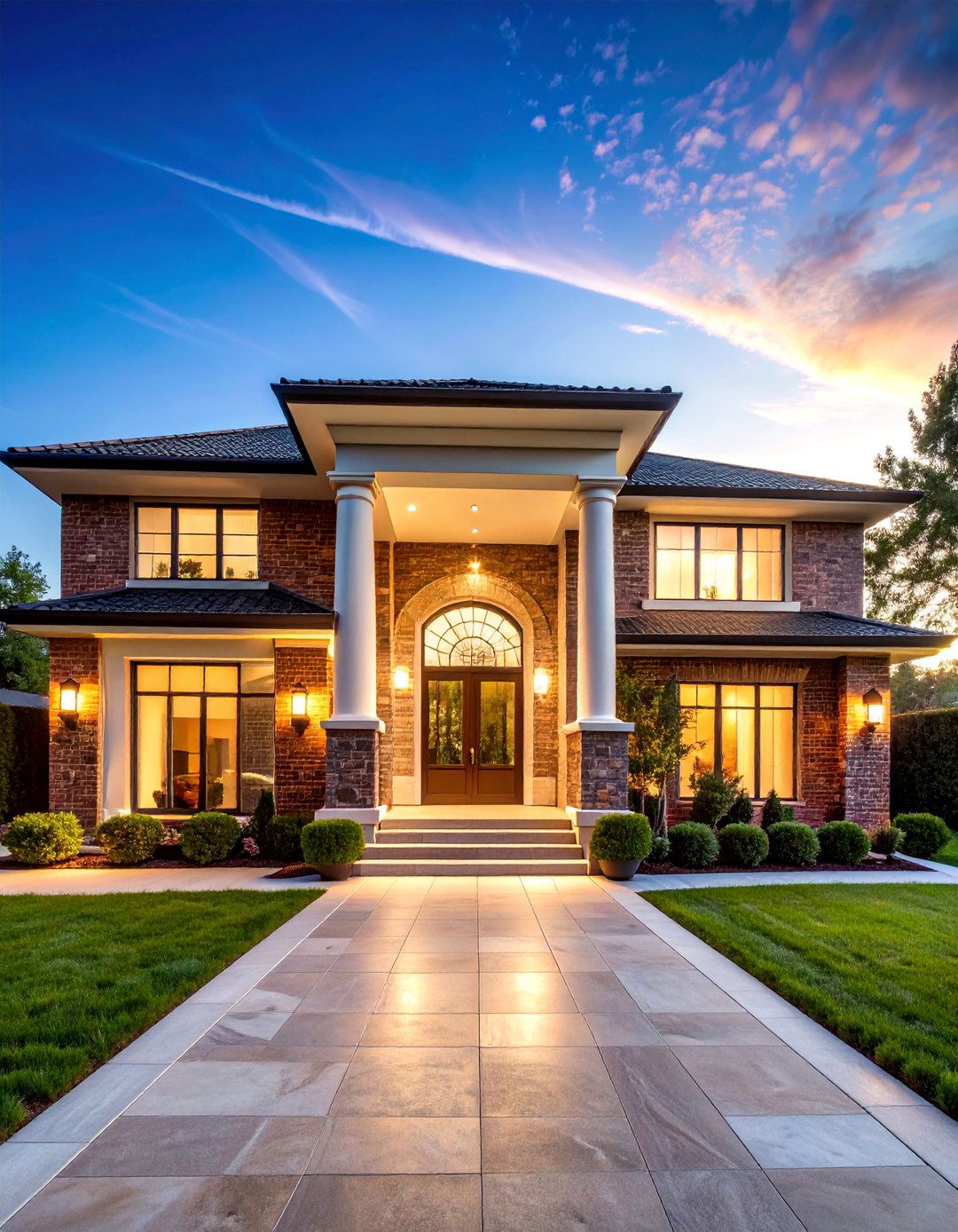 Luxury Estate Brick with Marble Accents - 25 Brick Houses With Stone Accents