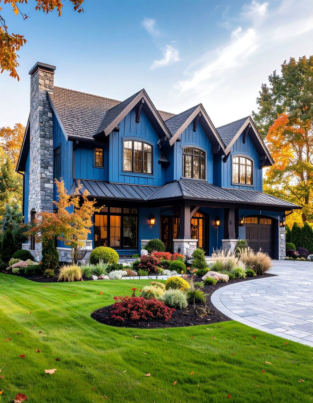 Luxury Estate Manor Blue Exterior Home with a Brown Roof - 25 blue exterior home with a brown roof ideas