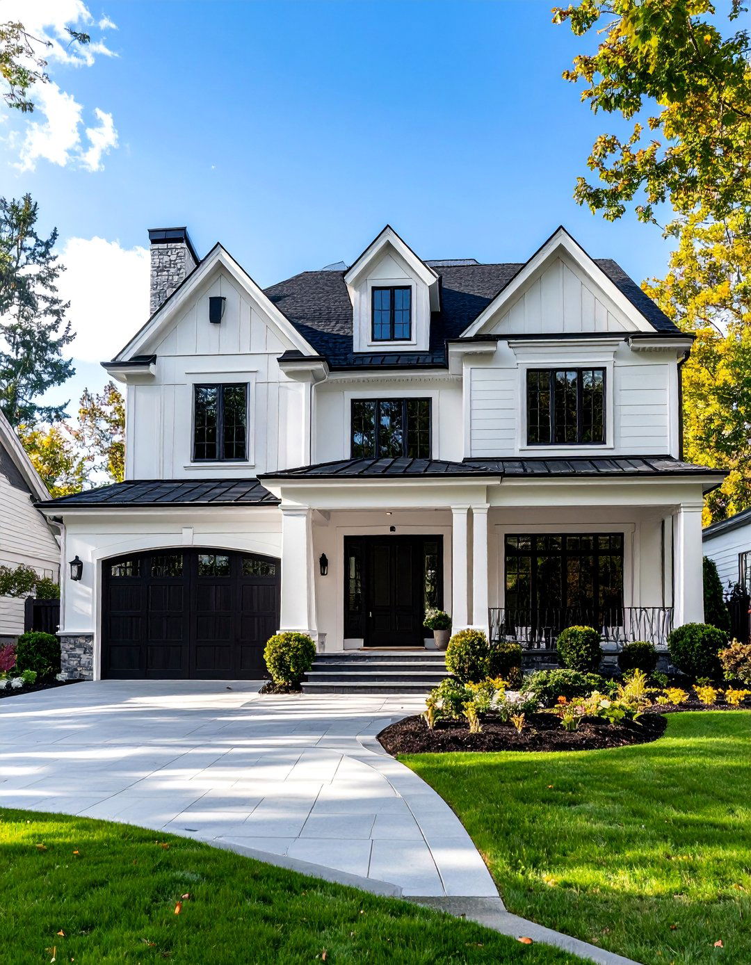 Luxury Estate with Formal Elements - 25 Black and White House Exterior Ideas