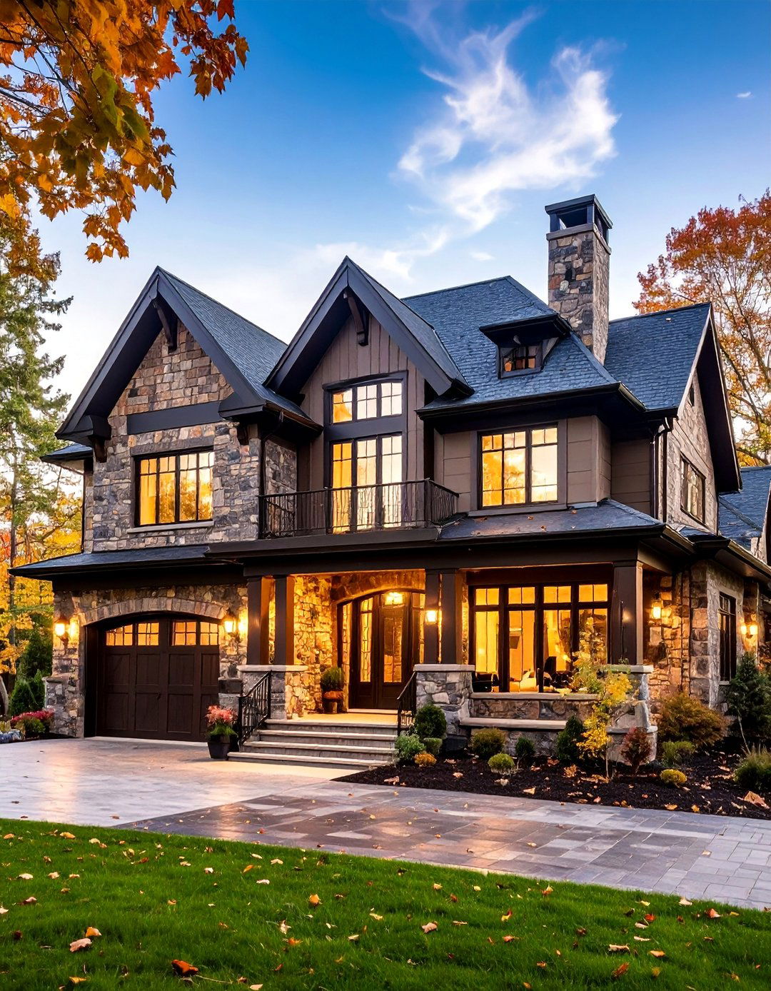 Luxury Estate with Grand Entrance Features - 25 Dark Brown House With Black Trim