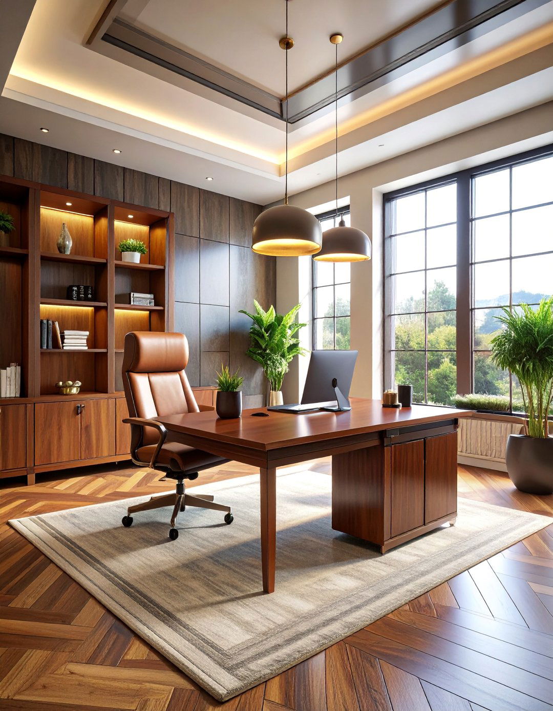 Luxury Executive Loft Office with Premium Materials - 25 Loft Office Ideas