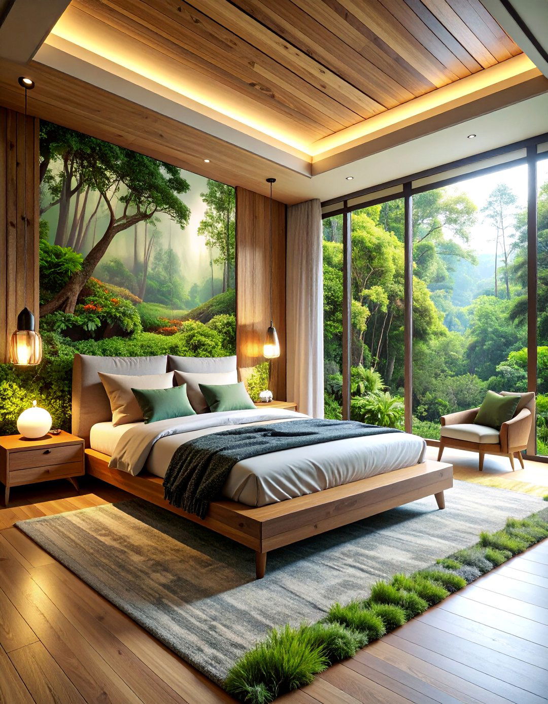Luxury Forest Bedroom with High End Natural Materials - 25 Forest Themed Bedroom Ideas