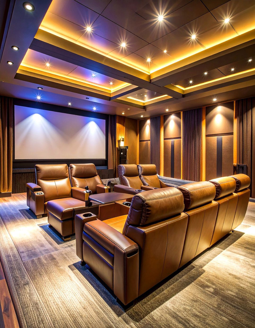 Luxury Home Theater TV Room with Reclining Chairs - 25 Tv Room Ideas