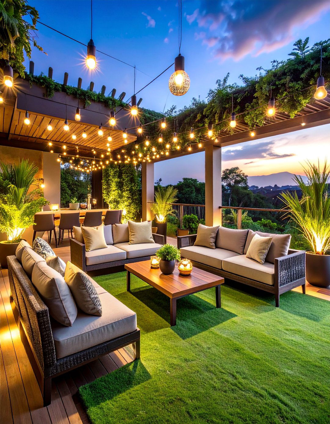 Luxury Hotel Inspired Artificial Grass Terrace - 25 Artificial Grass Balcony Design