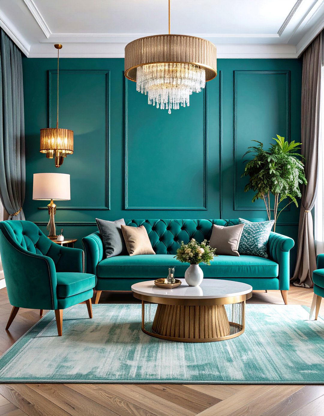 Luxury Hotel Inspired Elegance - 25 Teal and Grey Living Room Ideas