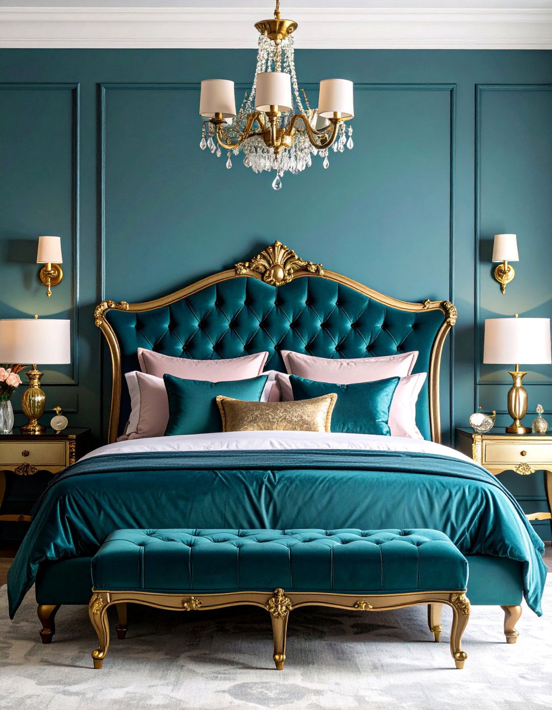 Luxury Hotel Style Guest Bedroom with Rich Jewel Tones - 25 Guest Bedroom Ideas