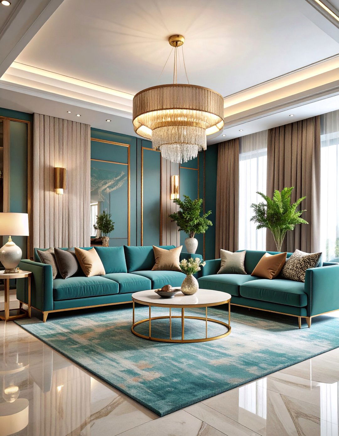 Luxury Hotel Style with Tufted Elements - 25 Living Room Vaulted Ceiling Ideas