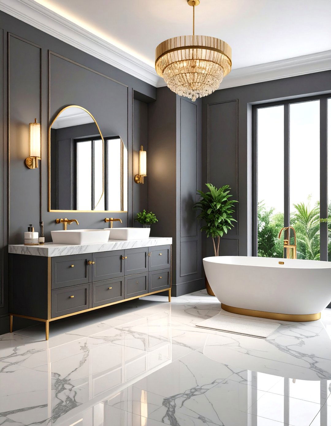 Luxury Hotel Suite Elegance - 25 Windowless Bathroom Ideas