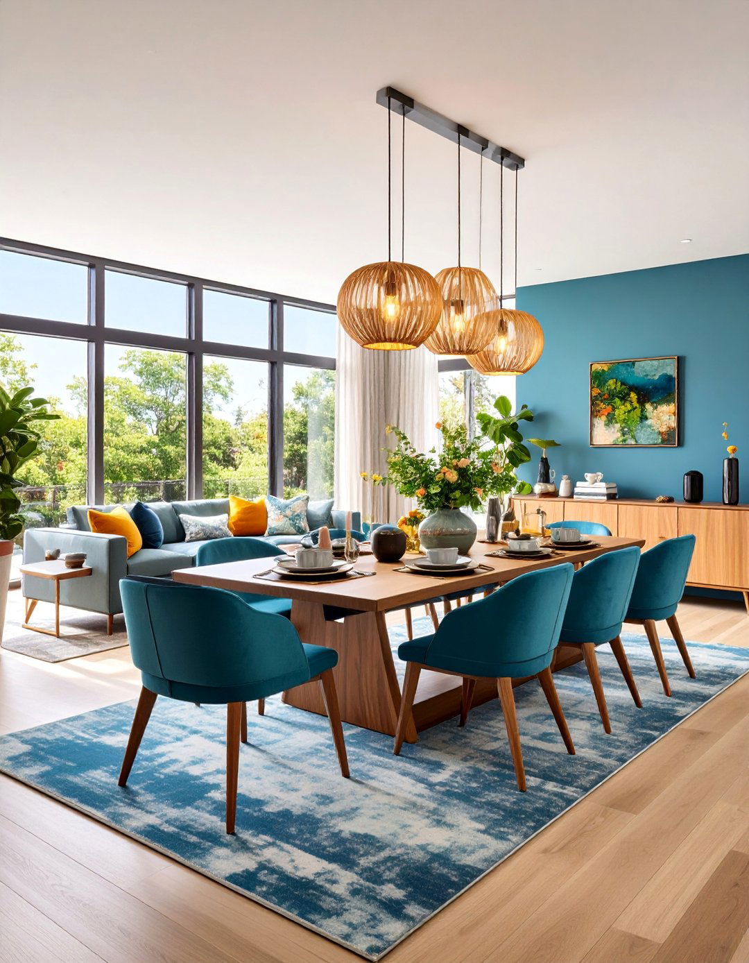 Luxury Living Room Dining Room Combo with Custom Built Ins - 25 Living Room Dining Room Combos