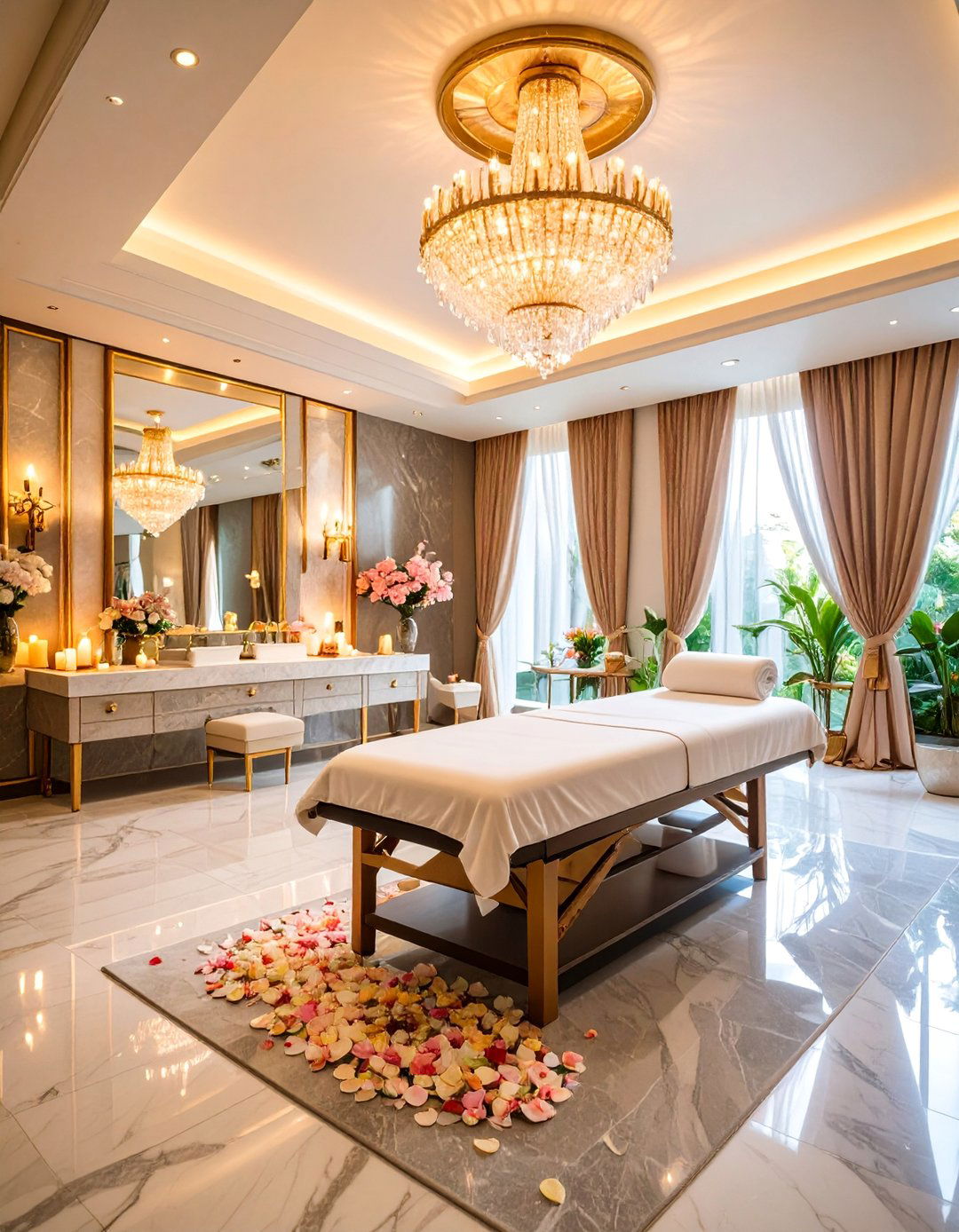 Luxury Marble Massage Room with Opulent Details - 25 Massage Room Setup Ideas