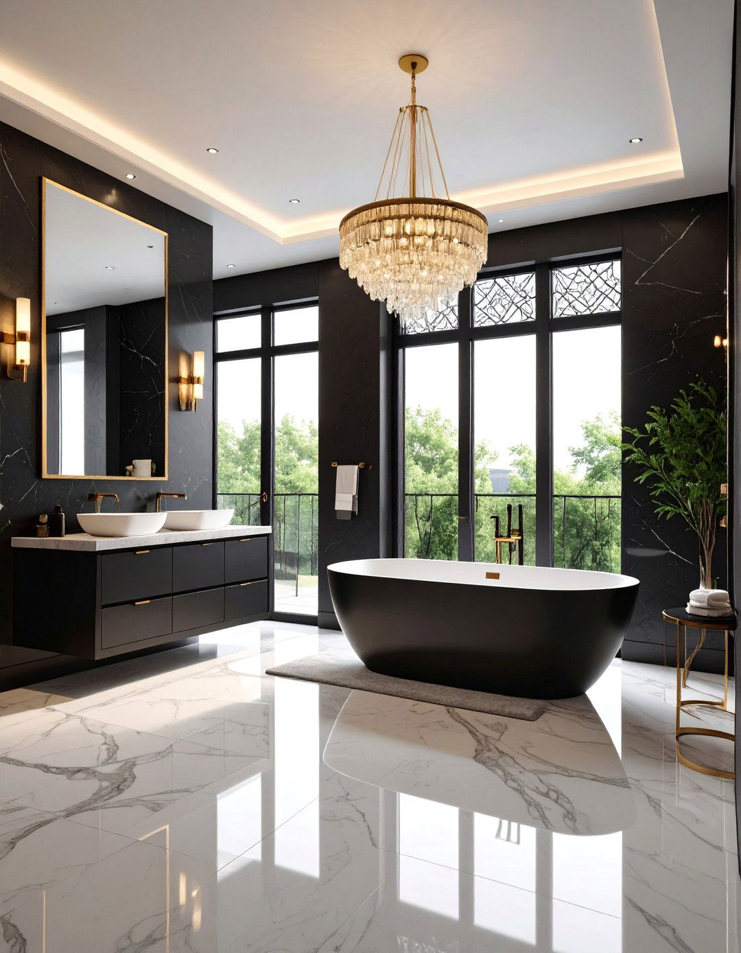 Luxury Master Bathroom with Black Statement Fixtures - 25 Bathroom With Black Fixtures