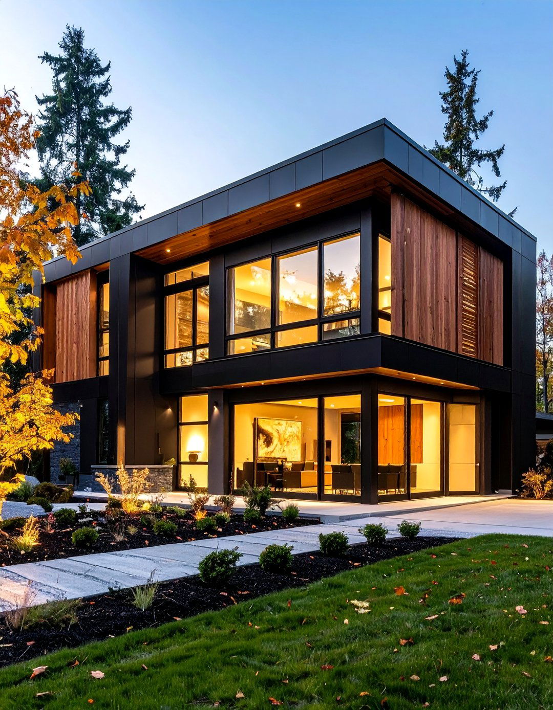 Luxury Modern Black House with Cedar Architectural Screens - 25 Black House With Wood Accents