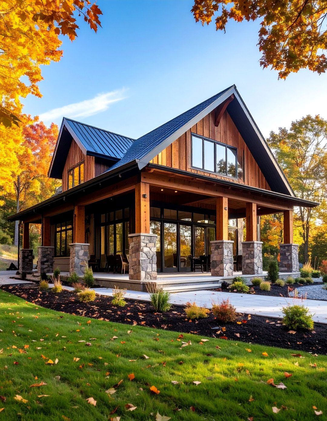 Luxury Multi Material with Stone and Steel - 25 Barndominium Exterior Ideas