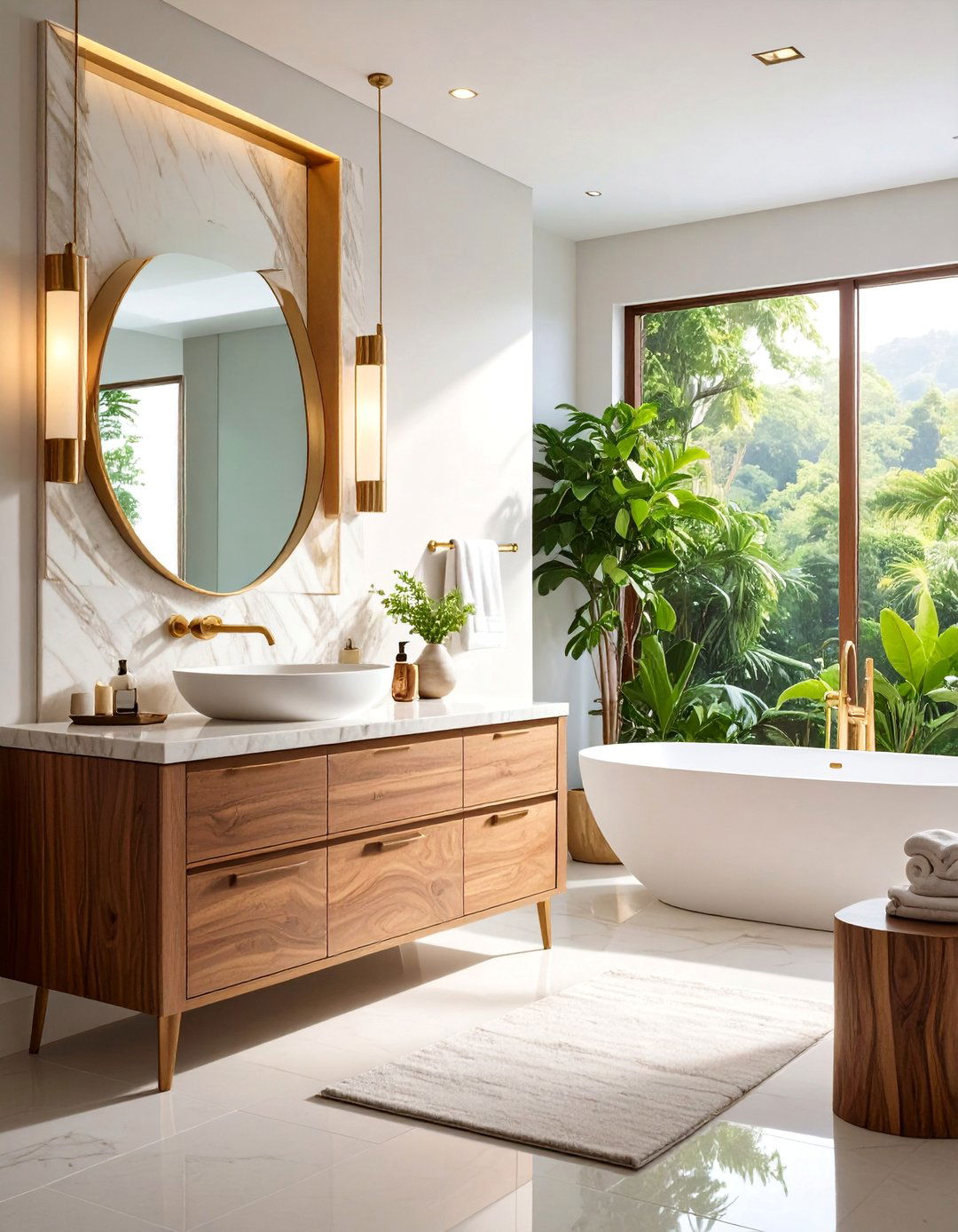 Luxury Onyx Inset Walnut Wood Bathroom Vanity - 25 Wood Bathroom Vanity Ideas