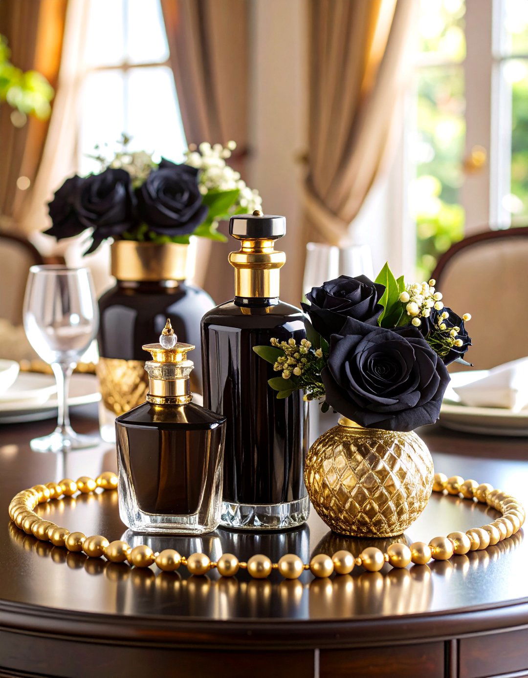 Luxury Perfume Boutique - 25 Black and Gold Centerpiece Ideas